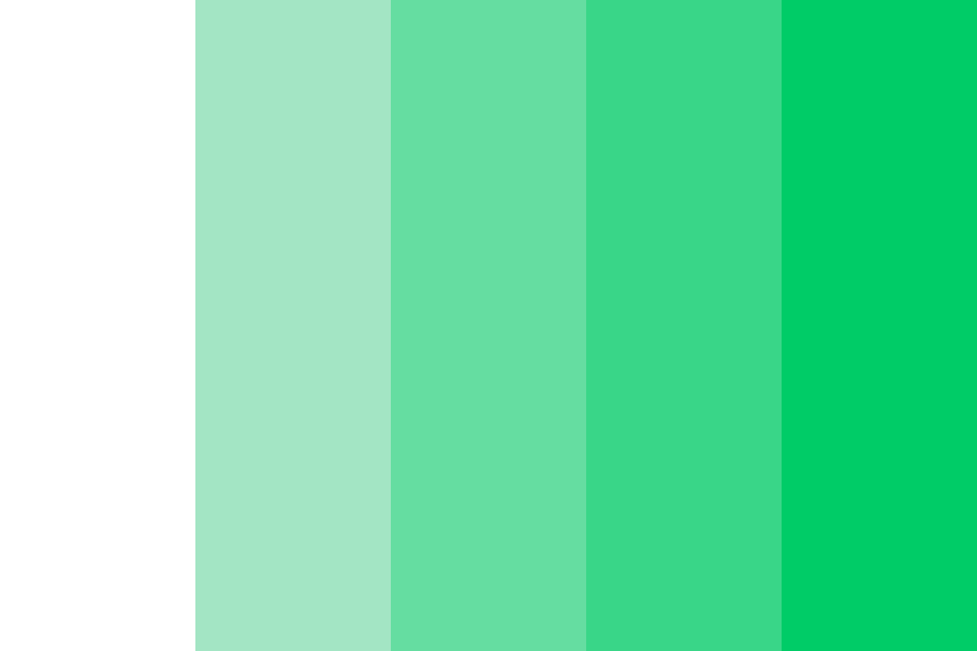 Shades of light green white to 00cc67 Color Palette