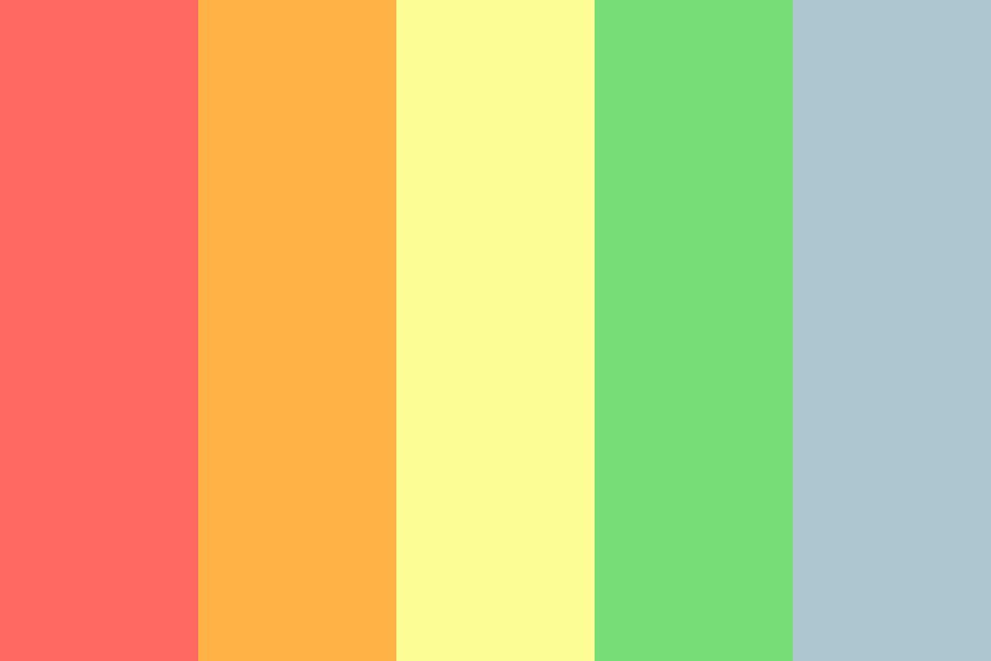 Pastel Rainbow RED ORANGE YELLOW GREEN BLUE Color Palette